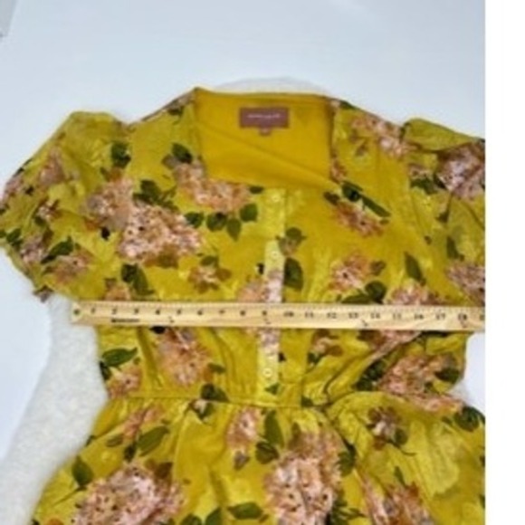 Jessakae Size XL Floral Maxi Dress Women's Sweetheart Neck Yellow Short Sleeve‎ - Picture 10 of 11
